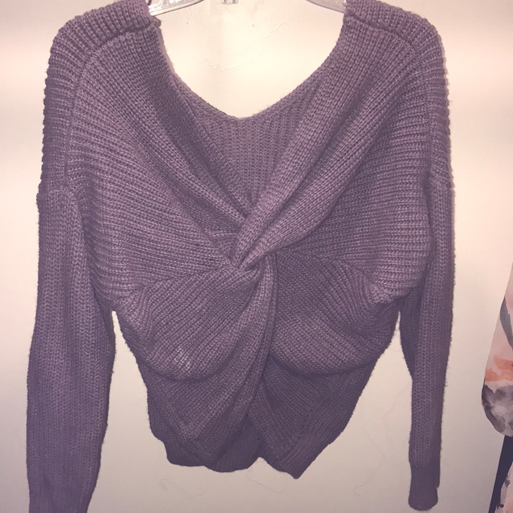 Purple sweater with crossed back